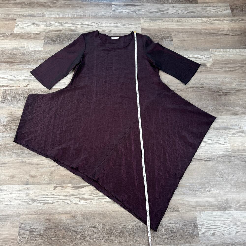 Bryn Walker Naida Tunic Plum Asymmetric Lagenlook Art to Wear Made USA Fall L - Picture 9 of 9